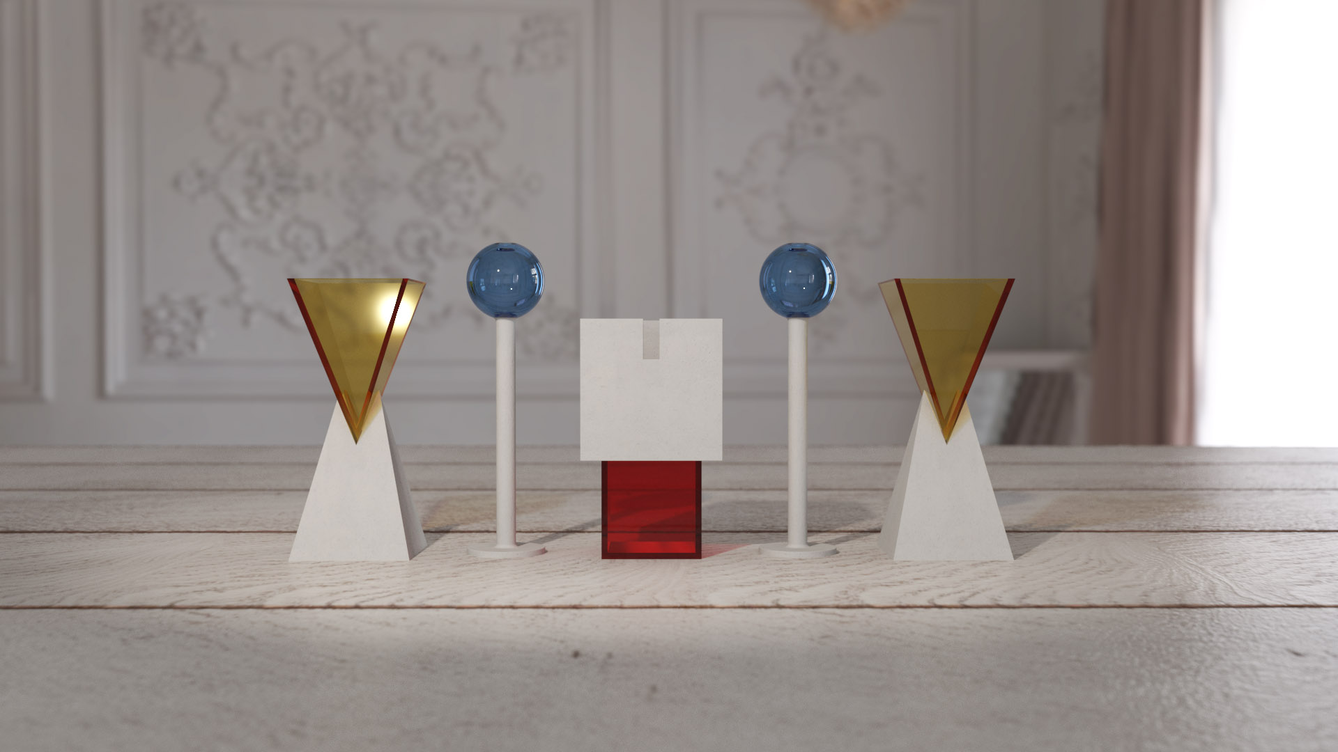 les vases Ausdruck présentés sur une table et formant un visage